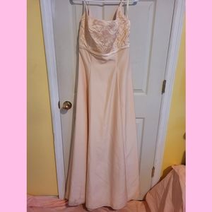 Vintage 70s Mori Lee, Soft Pink Wedding Dress, Size 14, Fair Condition